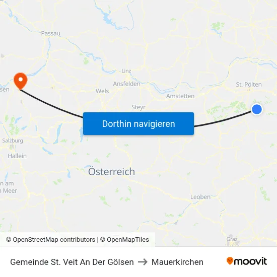 Gemeinde St. Veit An Der Gölsen to Mauerkirchen map