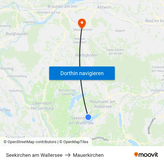 Seekirchen am Wallersee to Mauerkirchen map