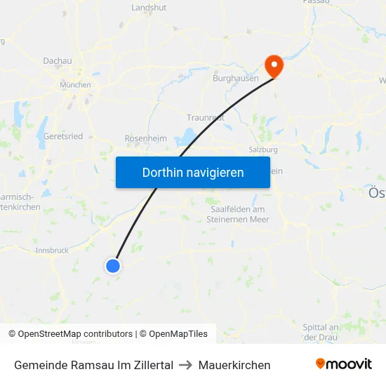 Gemeinde Ramsau Im Zillertal to Mauerkirchen map