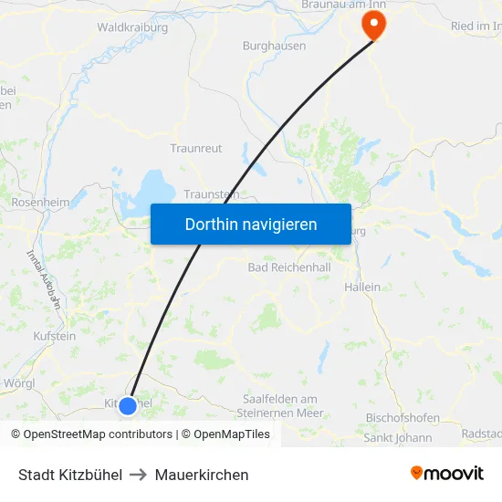 Stadt Kitzbühel to Mauerkirchen map