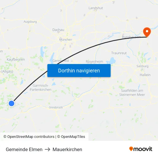 Gemeinde Elmen to Mauerkirchen map