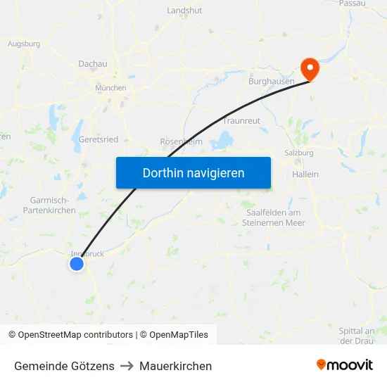 Gemeinde Götzens to Mauerkirchen map