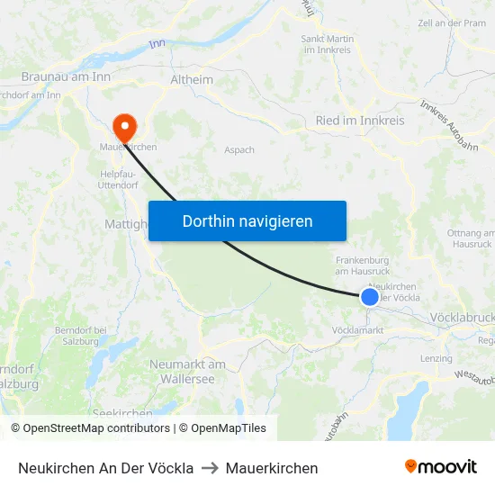 Neukirchen An Der Vöckla to Mauerkirchen map
