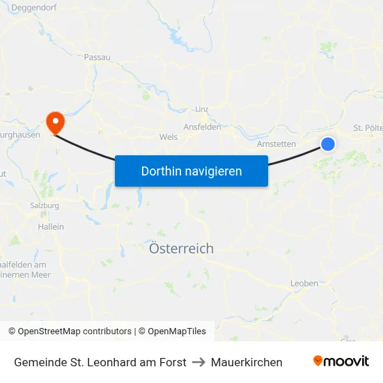 Gemeinde St. Leonhard am Forst to Mauerkirchen map