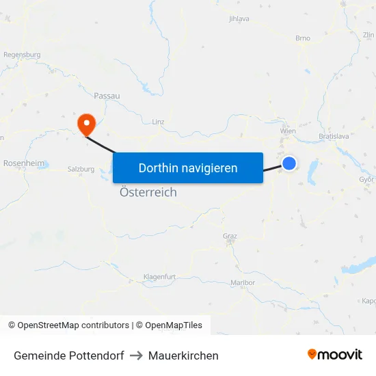 Gemeinde Pottendorf to Mauerkirchen map