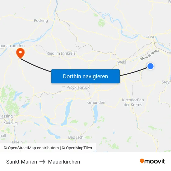 Sankt Marien to Mauerkirchen map