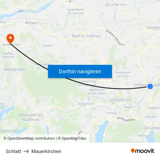 Schlatt to Mauerkirchen map