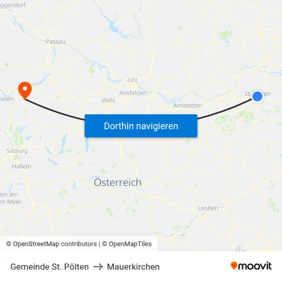Gemeinde St. Pölten to Mauerkirchen map