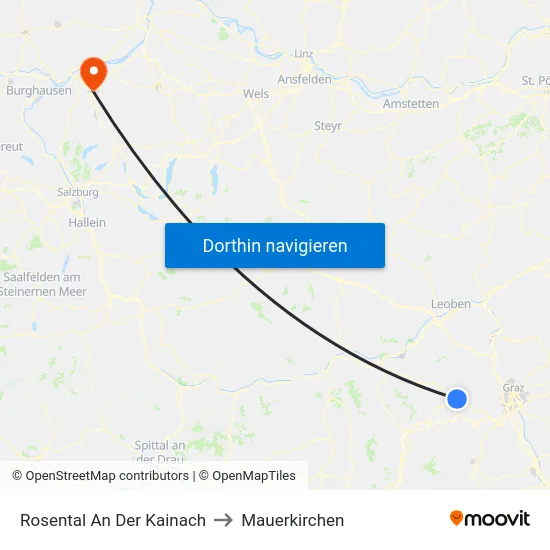 Rosental An Der Kainach to Mauerkirchen map