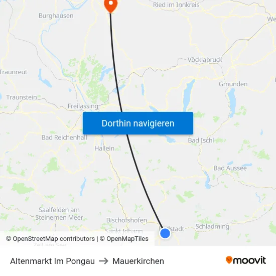 Altenmarkt Im Pongau to Mauerkirchen map