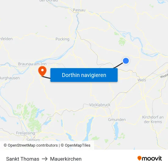 Sankt Thomas to Mauerkirchen map