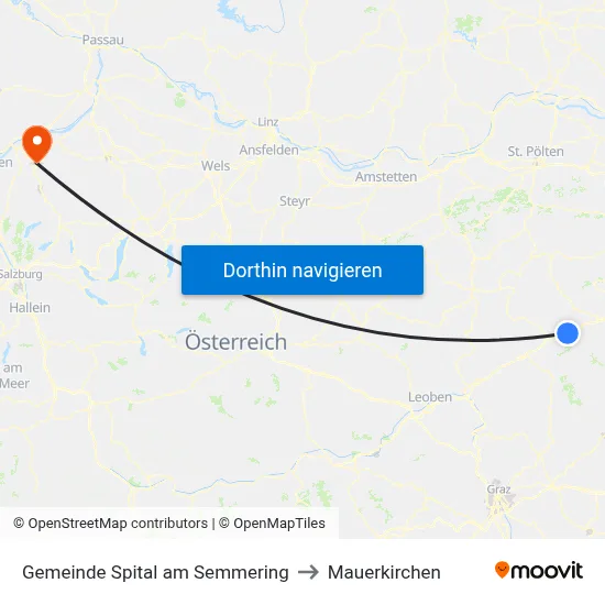 Gemeinde Spital am Semmering to Mauerkirchen map