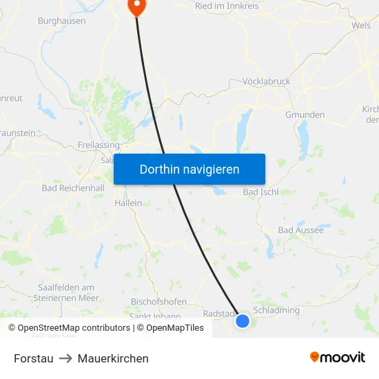 Forstau to Mauerkirchen map