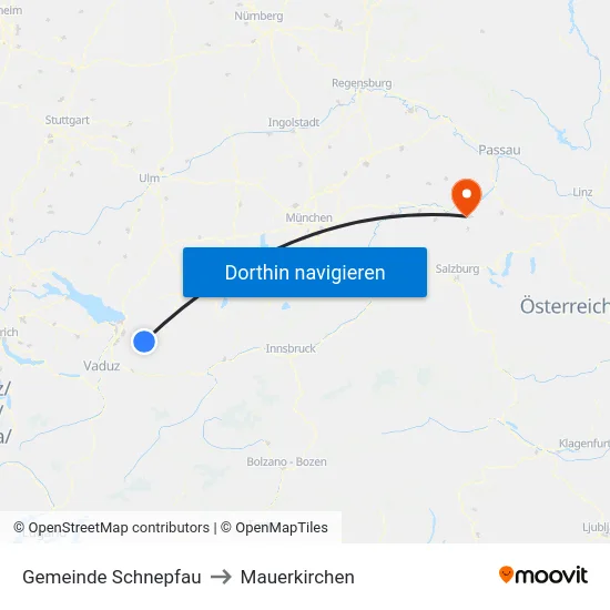Gemeinde Schnepfau to Mauerkirchen map