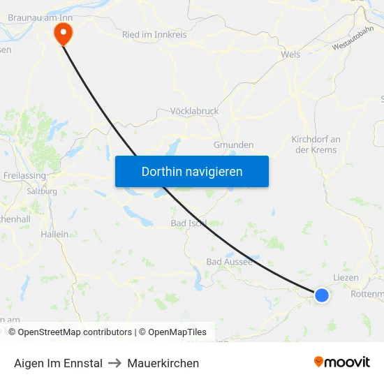 Aigen Im Ennstal to Mauerkirchen map
