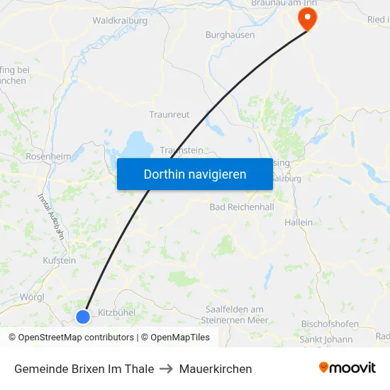 Gemeinde Brixen Im Thale to Mauerkirchen map
