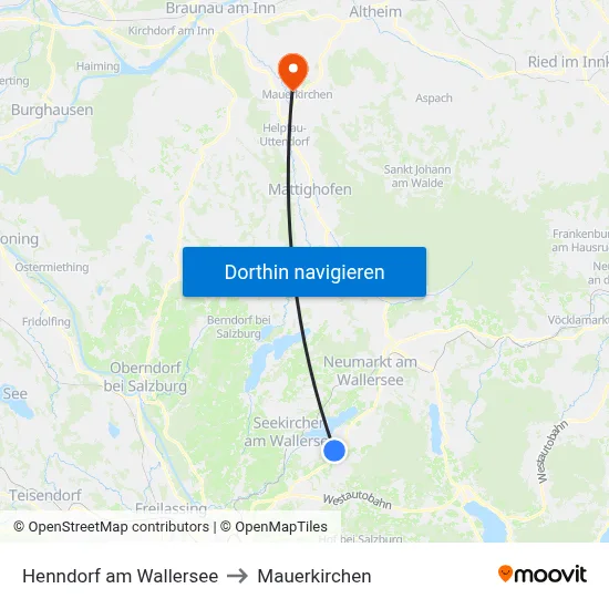 Henndorf am Wallersee to Mauerkirchen map