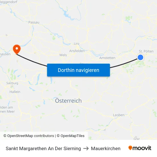 Sankt Margarethen An Der Sierning to Mauerkirchen map