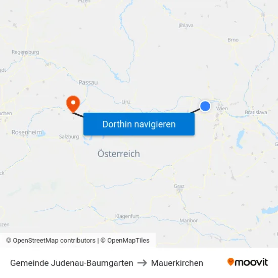 Gemeinde Judenau-Baumgarten to Mauerkirchen map