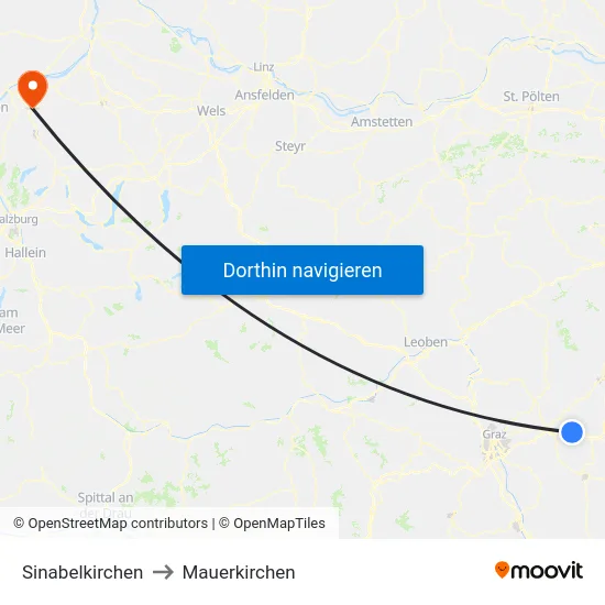 Sinabelkirchen to Mauerkirchen map