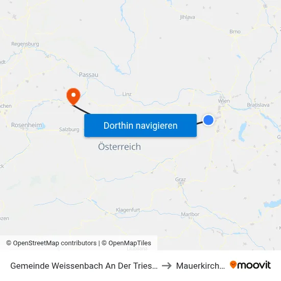 Gemeinde Weissenbach An Der Triesting to Mauerkirchen map