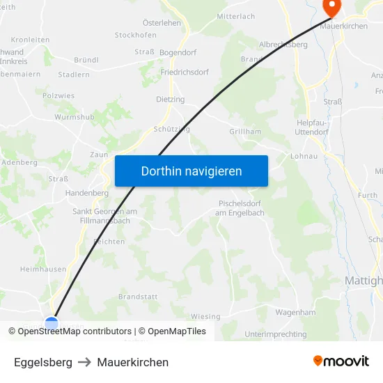 Eggelsberg to Mauerkirchen map