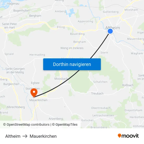 Altheim to Mauerkirchen map