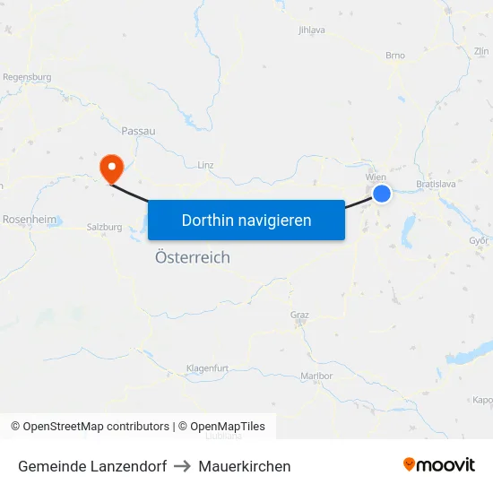 Gemeinde Lanzendorf to Mauerkirchen map