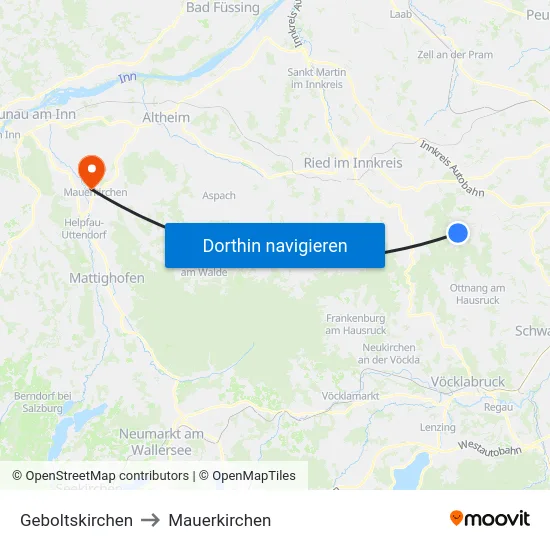 Geboltskirchen to Mauerkirchen map