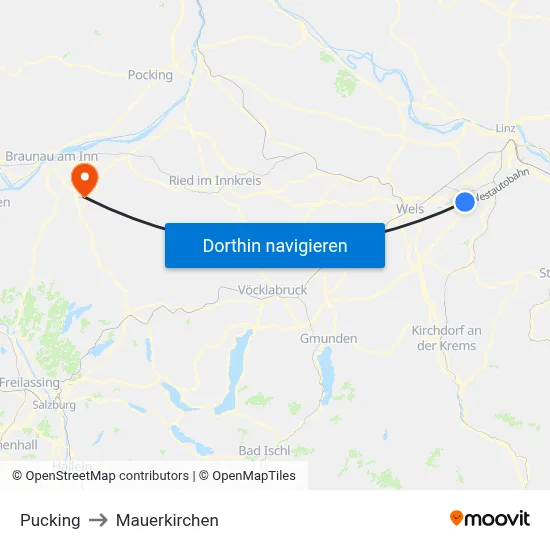 Pucking to Mauerkirchen map