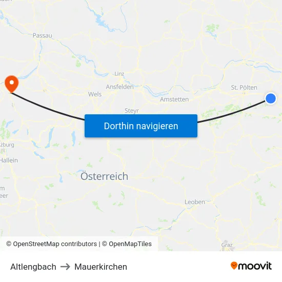 Altlengbach to Mauerkirchen map