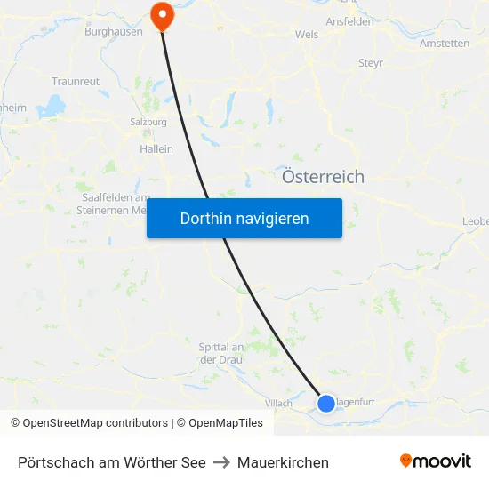 Pörtschach am Wörther See to Mauerkirchen map