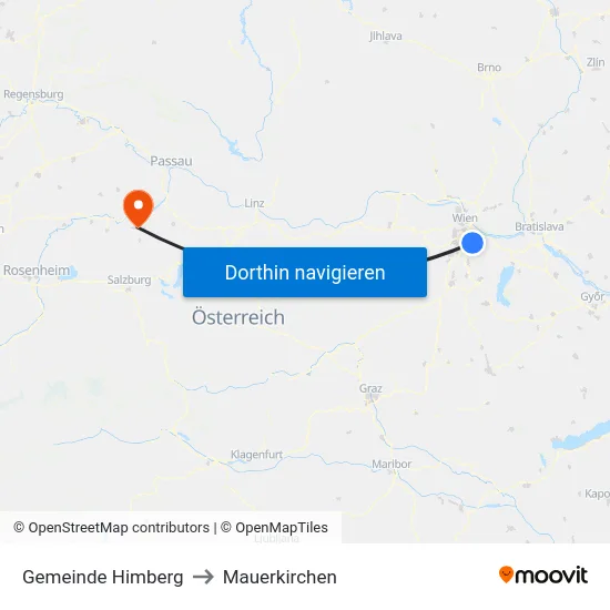 Gemeinde Himberg to Mauerkirchen map