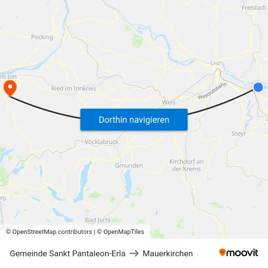 Gemeinde Sankt Pantaleon-Erla to Mauerkirchen map