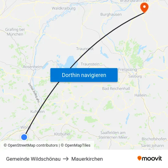 Gemeinde Wildschönau to Mauerkirchen map