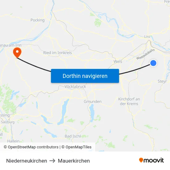 Niederneukirchen to Mauerkirchen map