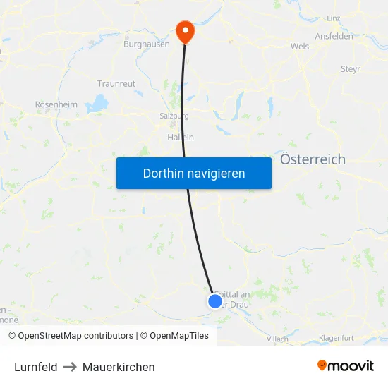 Lurnfeld to Mauerkirchen map