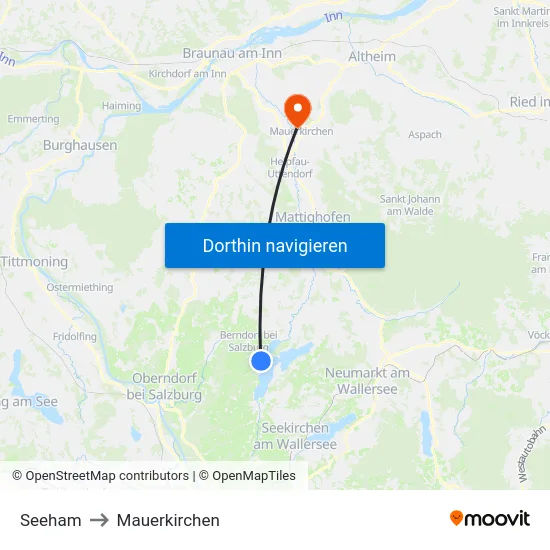 Seeham to Mauerkirchen map