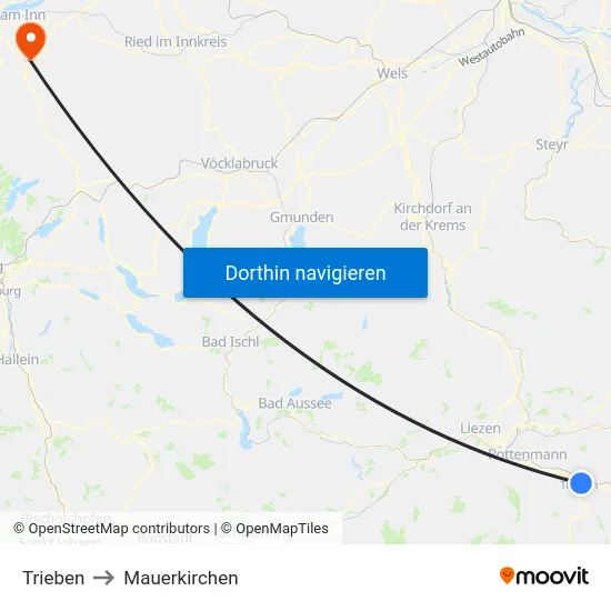 Trieben to Mauerkirchen map