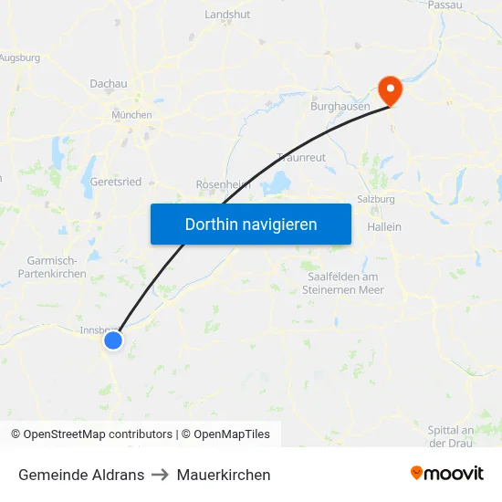 Gemeinde Aldrans to Mauerkirchen map