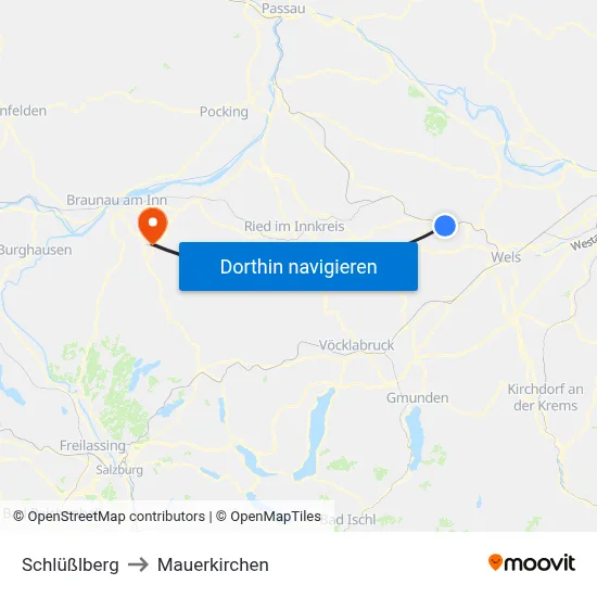 Schlüßlberg to Mauerkirchen map