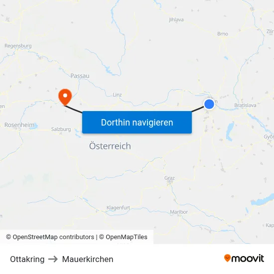 Ottakring to Mauerkirchen map