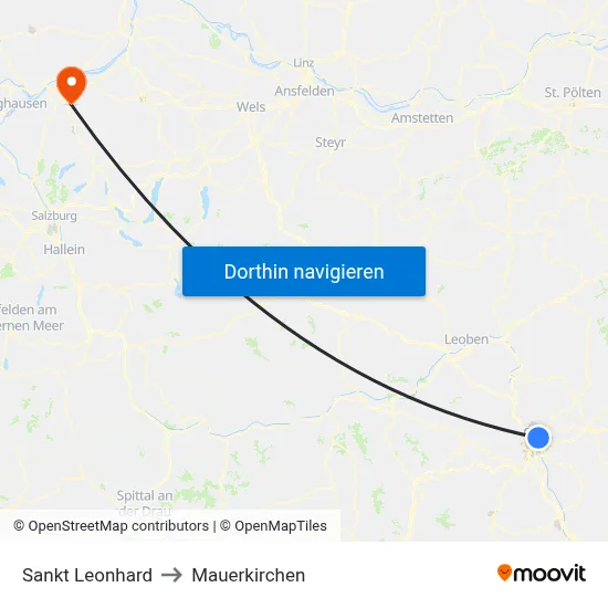 Sankt Leonhard to Mauerkirchen map