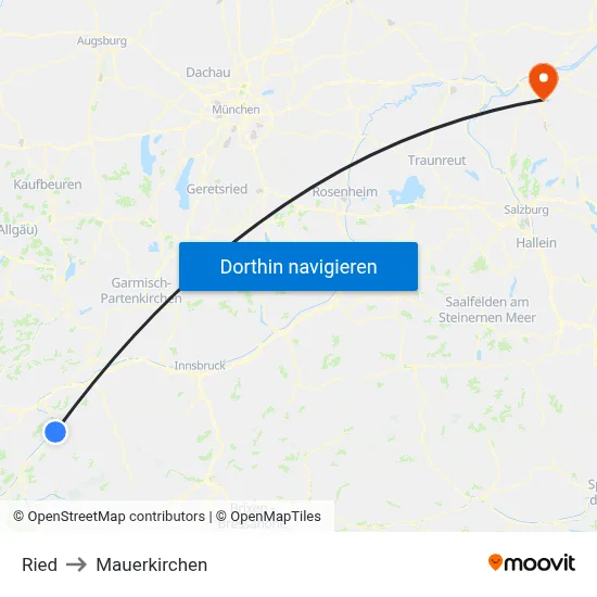 Ried to Mauerkirchen map