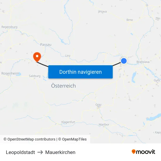 Leopoldstadt to Mauerkirchen map