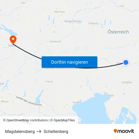 Magdalensberg to Schellenberg map