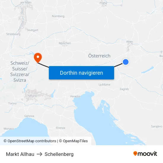 Markt Allhau to Schellenberg map