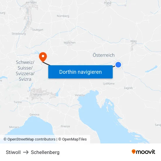 Stiwoll to Schellenberg map