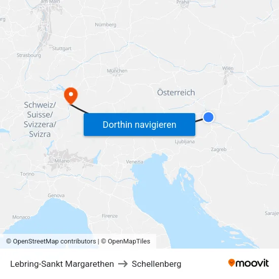 Lebring-Sankt Margarethen to Schellenberg map