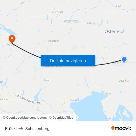 Brückl to Schellenberg map